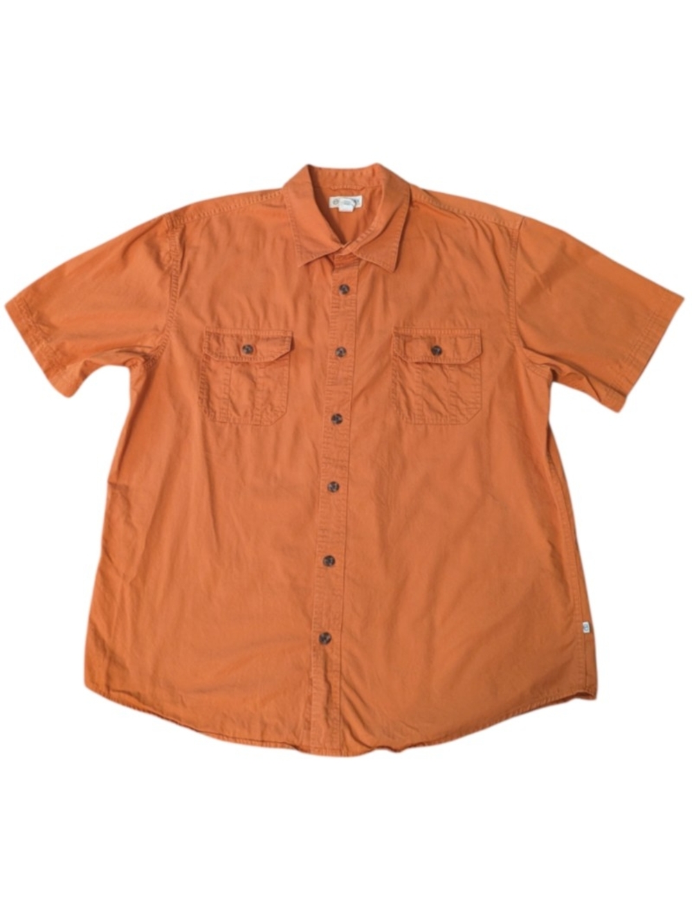 Magellan Outdoor Orange Cotton SS Button Front W Pockets Casual Shirt Men's XL